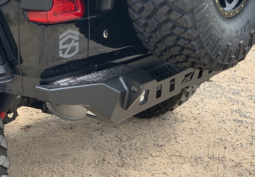 Jeep JL Rear Bumper Crusher With Light Mounts With Spare Tire Cut Out 2018-Present Wrangler JL Motobilt