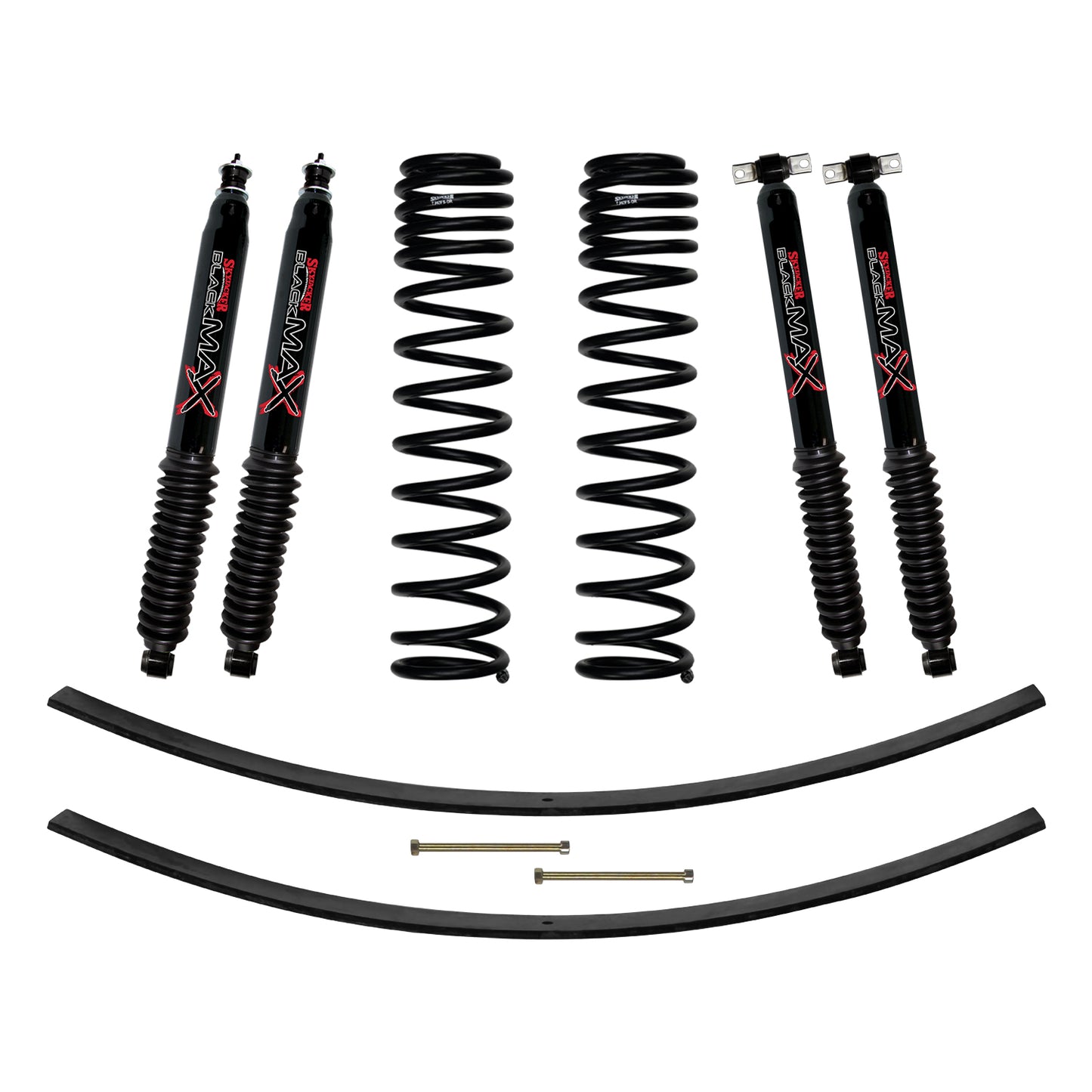 3 Inch Suspension Lift Kit 84-01 Cherokee XJ W/Front Dual Rate Long Travel Coil Springs Rear Add A Leafs Front and Rear Black Max Shocks Skyjacker