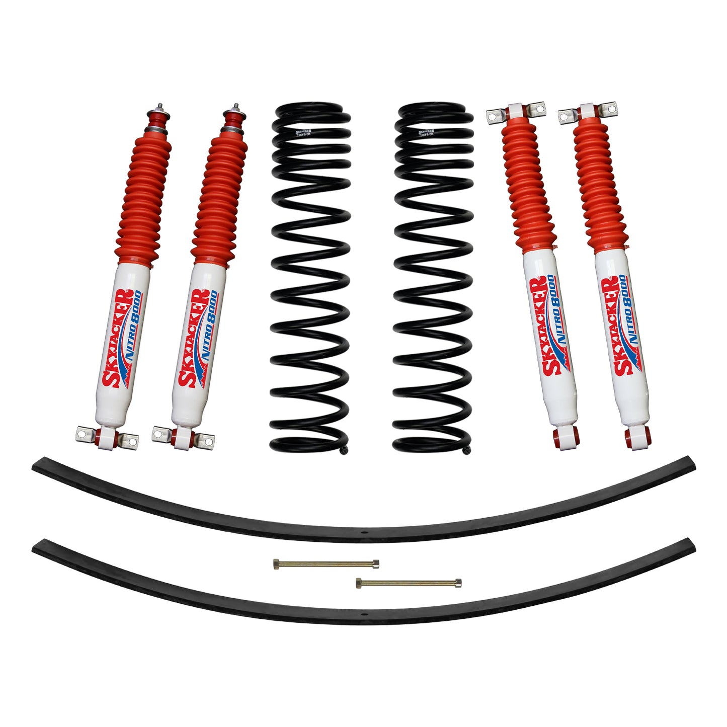 3 Inch Suspension Lift Kit 84-01 Cherokee XJ W/Front Dual Rate Long Travel Coil Springs Rear Add A Leafs Front/Rear Nitro 8000 Shocks Skyjacker