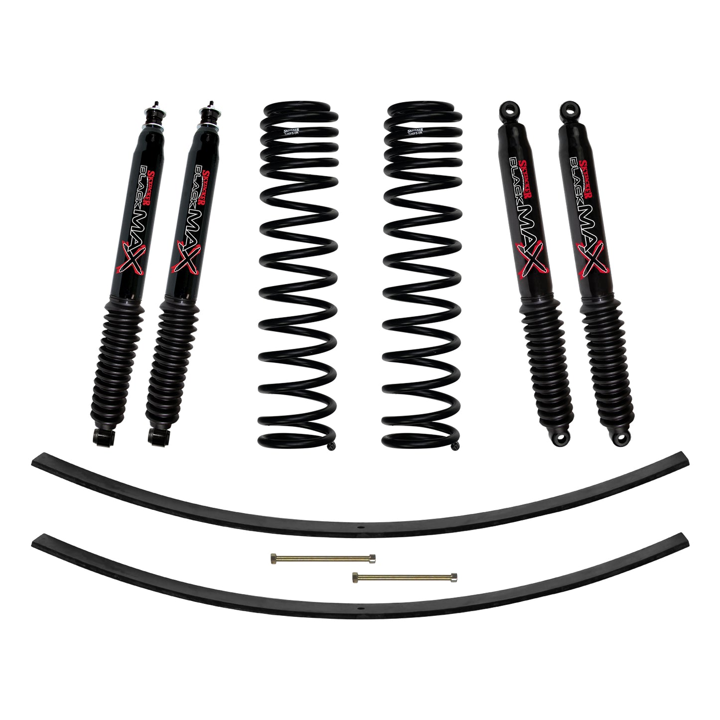 3 Inch Suspension Lift Kit 86-92 Comanche MJ W/Front Dual Rate Long Travel Coil Springs Rear Add A Leafs Front/Rear Black Max Shocks Skyjacker