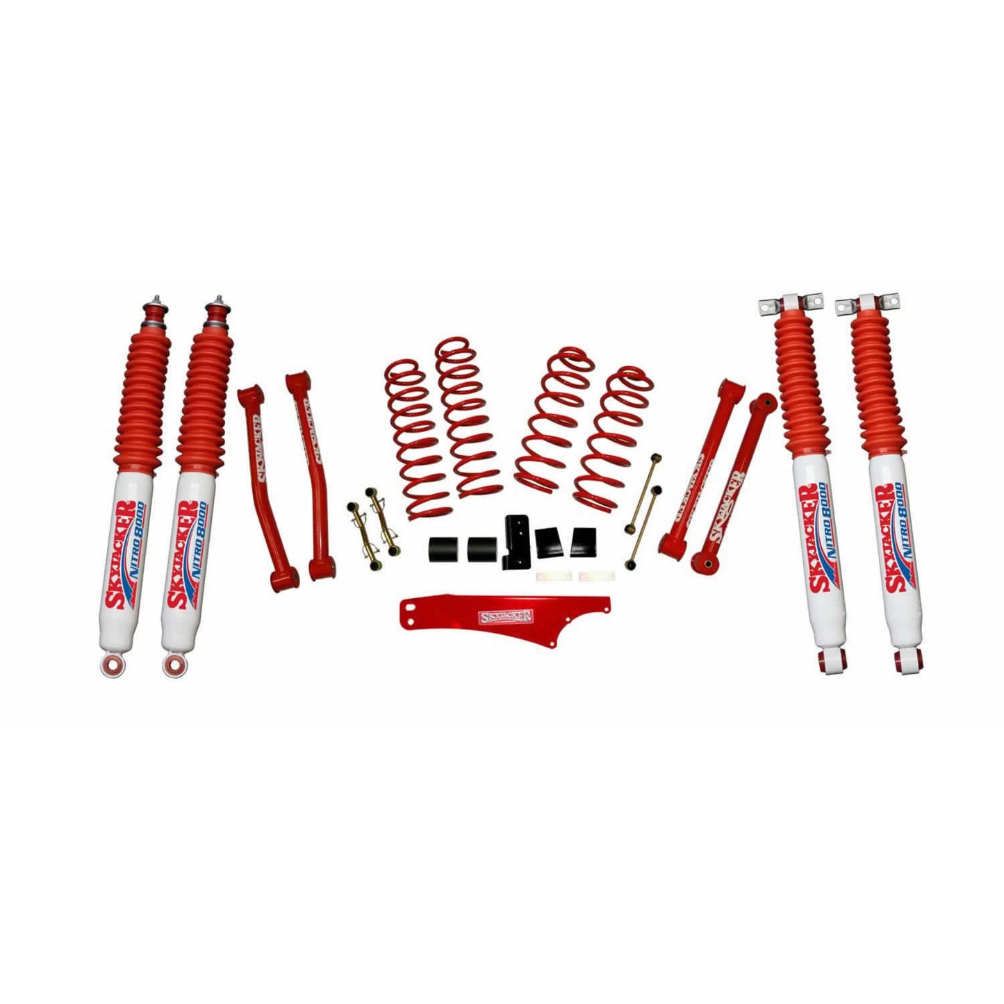 Suspension Lift Kit 07-18 Wrangler JK w/Shock Nitro Shocks 2.5-3.5 Inch Lift Incl. Rear Track Bar Brace Front And Rear Springs Classic Red Powder Coated Skyjacker