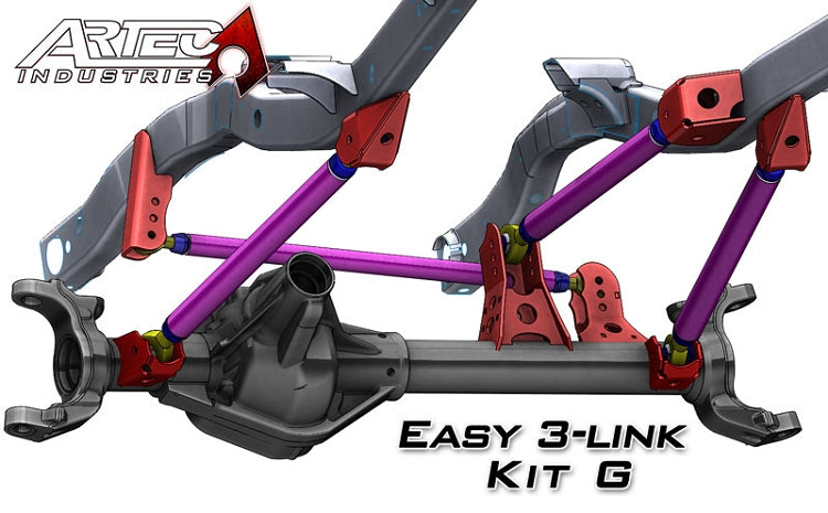 Easy 3 Link Kit G Adjustable Upper link No Tubing Outside Frame Centered Front Driver Rear Passenger Artec Industries