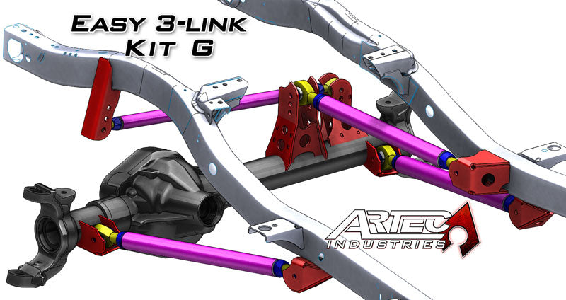 Easy 3 Link Kit G Adjustable Upper link No Tubing Outside Frame Centered Front Driver Rear Passenger Artec Industries