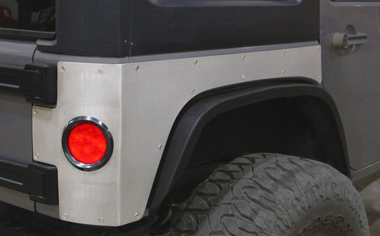 Jeep JK Steel Rear Corner Armor w/ Round Tail Light Holes for 07-18 Wrangler JK Unlimited Motobilt