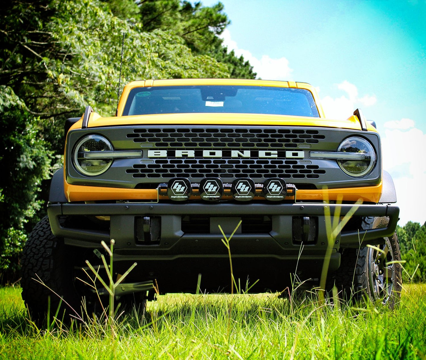 Front Bumper Mount For Baja Designs 4 Light XL Linkable Light Bar On 2021 Ford Bronco Bare Steel Motobilt