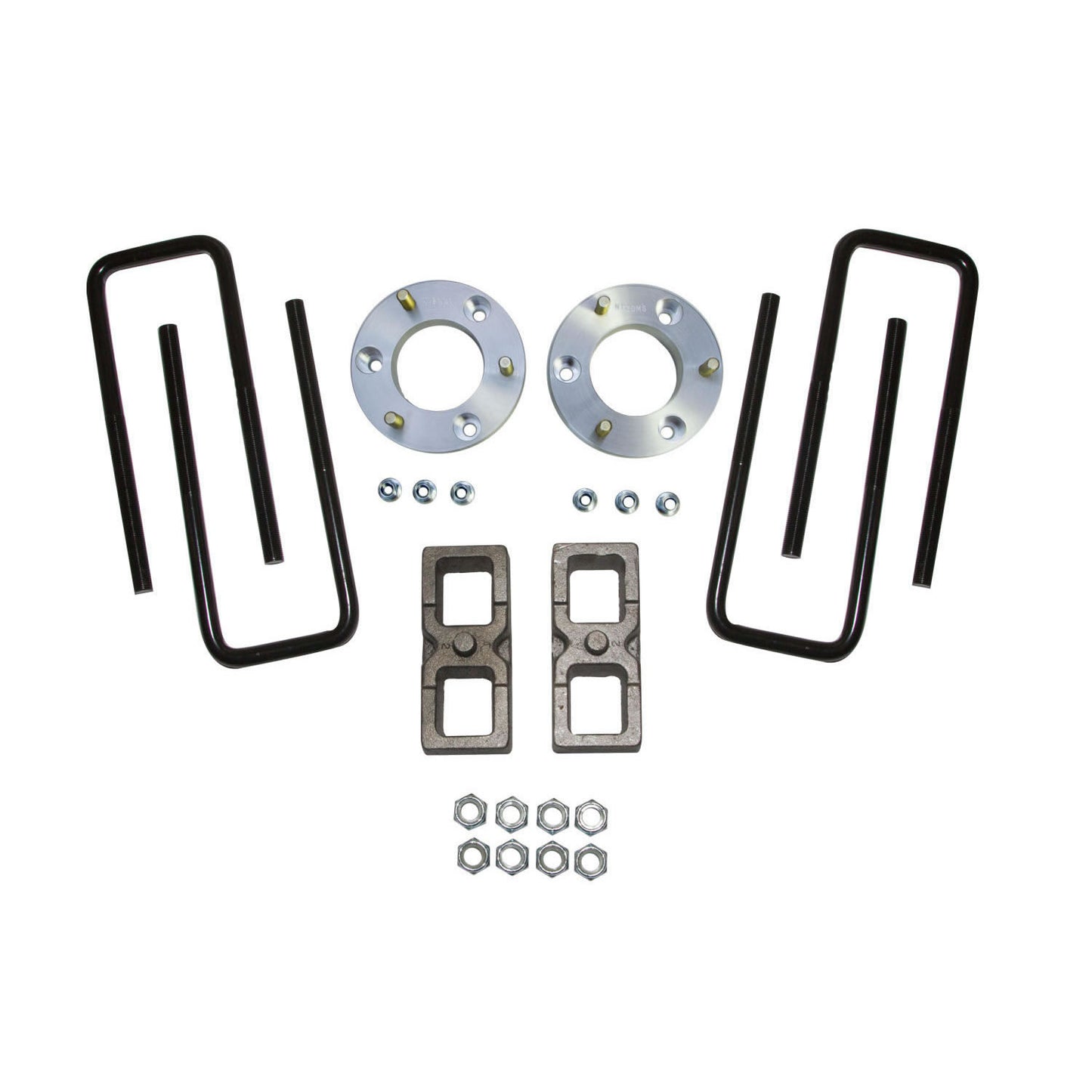 Lift Kit 2 Inch Lift Front 16-17 Nissan Titan XD Includes Upper Strut Spacers Rear Blocks U-Bolts and Hardware Skyjacker