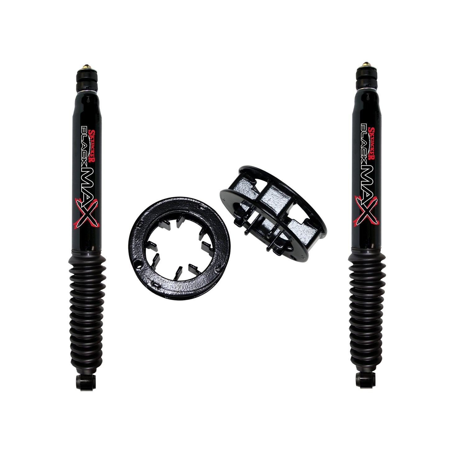 Aluminum Spacer Leveling Kit 13-19 RAM 3500 14-19 RAM 2500 w/Shocks Black MAX Shocks 2 Inch Lift Incl. Front Spacer Skyjacker