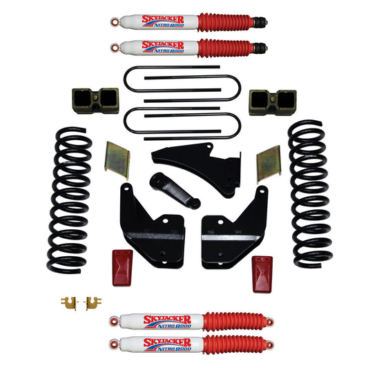 Suspension Lift Kit w/Shock Nitro Shocks 3.5-4 Inch Lift 13-19 Ram 3500 Incl. Front Coil Springs Rear Block And U-Bolts Skyjacker