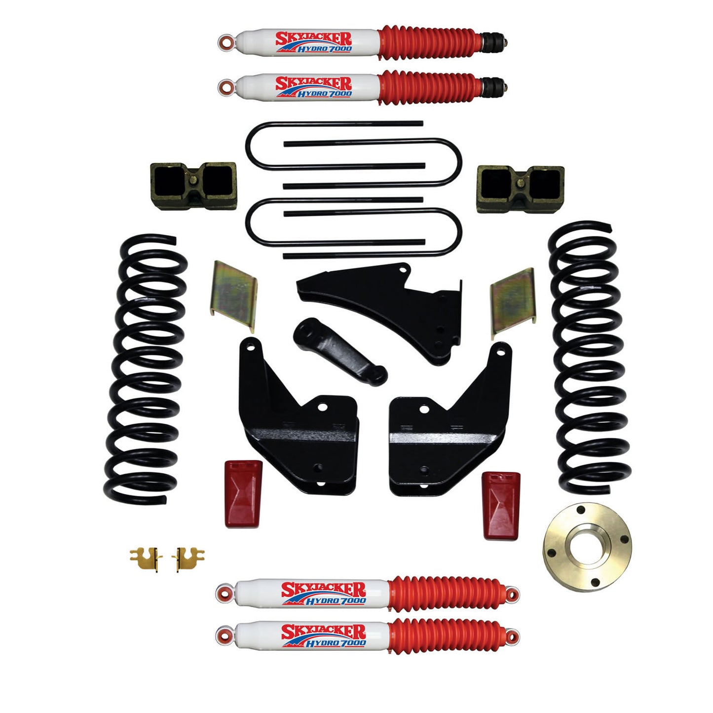 Suspension Lift Kit w/Shock 5.5-6 Inch Lift 13-19 Ram 3500 Incl. Front Coil Springs Rear Blocks Front And Rear Hydro Shocks Skyjacker