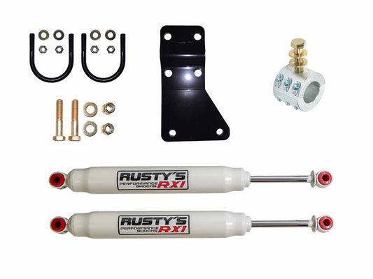 Rusty's RX-100 Series Dual Steering Stabilizer Kit for 07-18 JK Wrangler Equipped with Rusty's HD Steering System