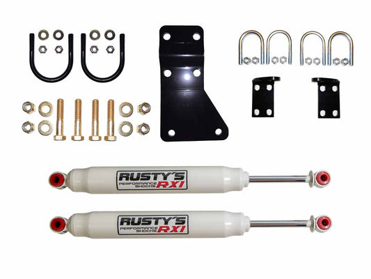 Rusty's RX-100 Series Dual Steering Stabilizer Kit for Factory 07-18 JK Wrangler Steering