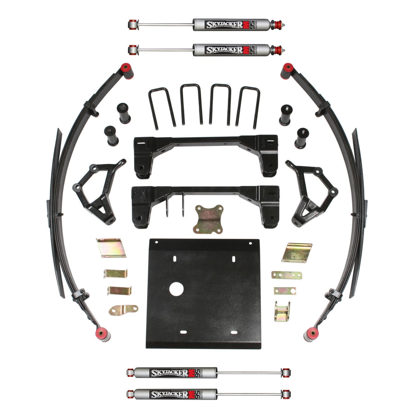 Suspension Lift Kit 86-89 4 Runner w/Shock M95 Performance Shocks 4 Inch Lift 3.25 Inch Wide Rear U-Bolts Red Skyjacker