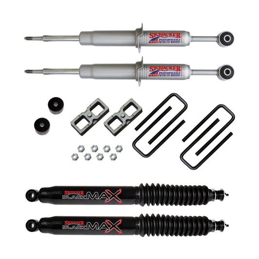 Suspension Lift Kit w/Shock 3 Inch Lift 05-15 Toyota Tacoma Incl. Front Struts Front Diff. Drop Kit Rear Lift Blocks U-Bolts Rear Black Max Shocks Skyjacker