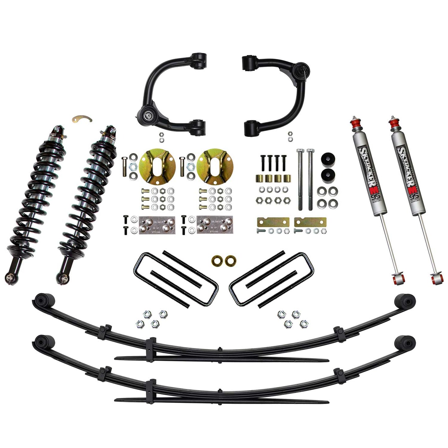 3 Inch Front Coilover Suspension Lift System with Front Upper Control Arms Rear Leaf Springs and Rear M95 Monotube Shocks 16-22 Toyota Tacoma Skyjacker