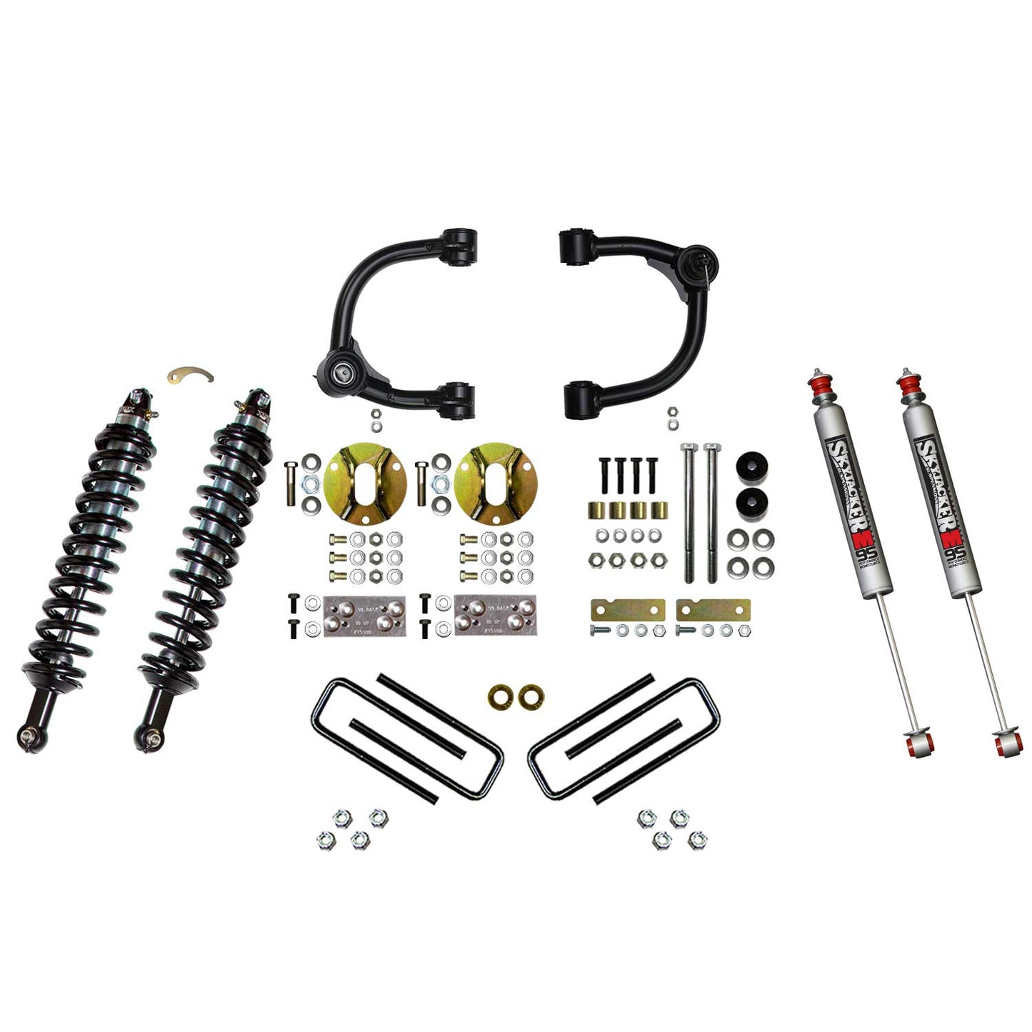 3 Inch Front Coilover Suspension Lift System with Front Upper Control Arms Rear Leaf Springs and Rear M95 Monotube Shocks 16-22 Toyota Tacoma Skyjacker