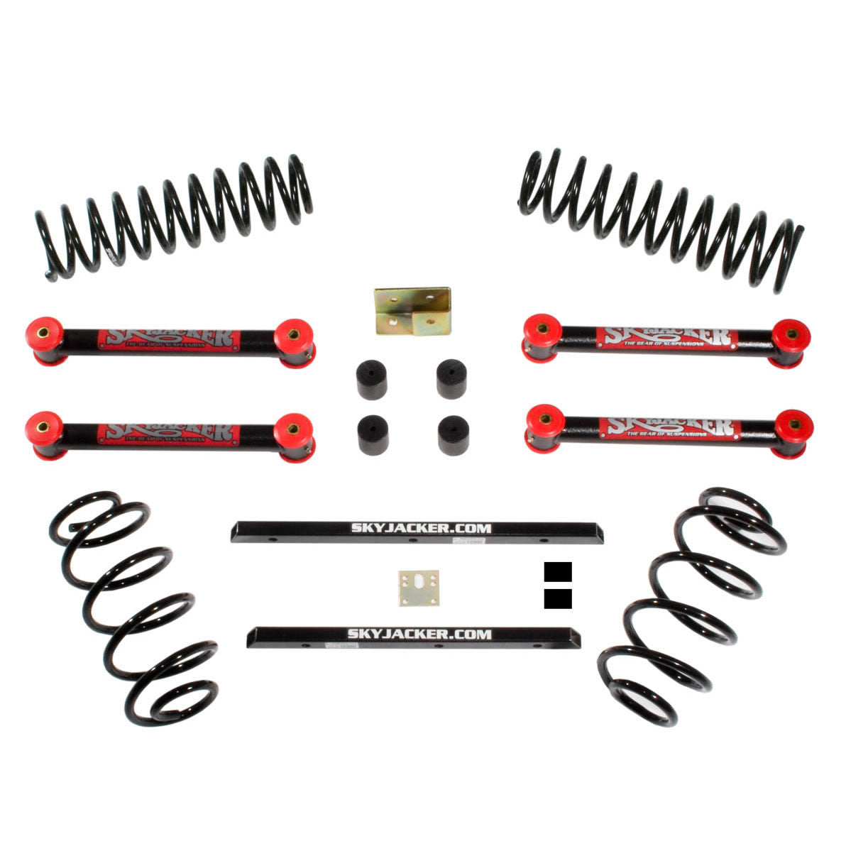 Jeep TJ Standard Lift Kit 2.5 Inch Lift Includes Front/Rear Coil Springs Lower Links Rear Track Bar Relocation Bracket Transfer Case Lowering Kit Skyjacker