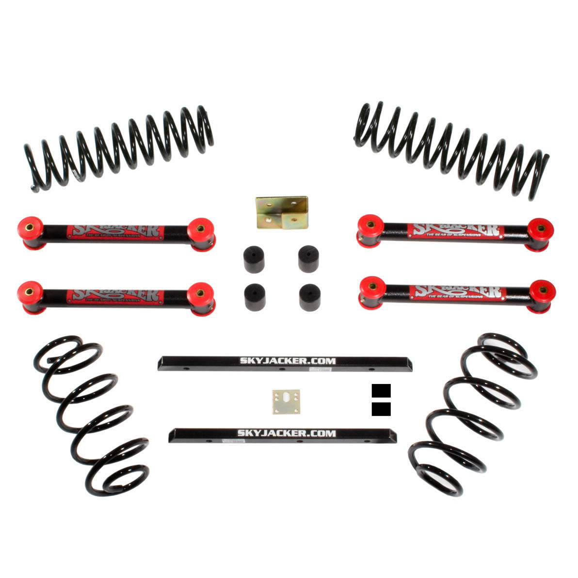 Jeep TJ Standard Lift Kit 2.5 Inch Lift Wrangler TJ Unlimited Includes Front/Rear Coil Springs Lower Links Track Bar Relocation Bracket Transfer Case/Transmission Lowering Kits Skyjacker