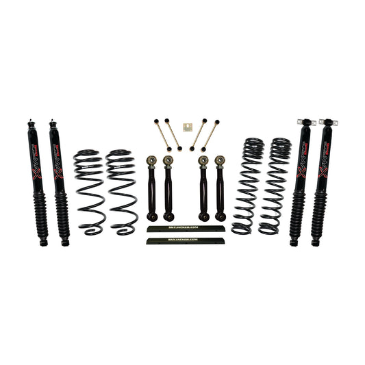 4 Inch Dual Rate Long Travel One Box Kit w/Adjustable Front and Rear Lower Flex Links and Black Max Shocks TJ/LJ 1997-2002 Jeep Wrangler Skyjacker