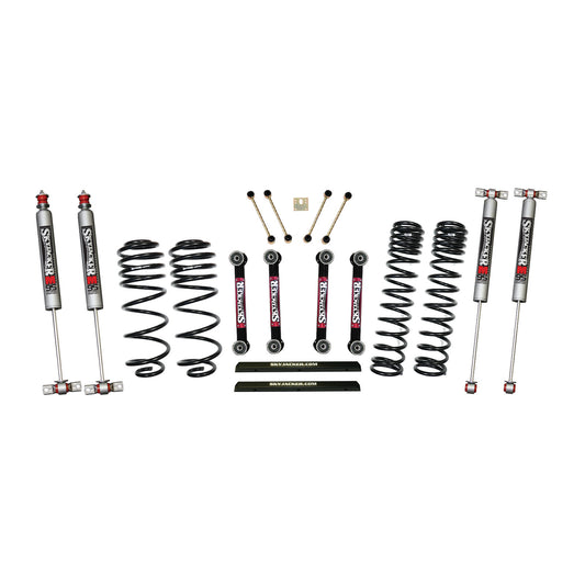 4 Inch Dual Rate Long Travel One Box Kit w/OE Style Front and Rear Lower Links and M95 Monotube Shocks TJ/LJ 1997-2002 Jeep Wrangler Skyjacker