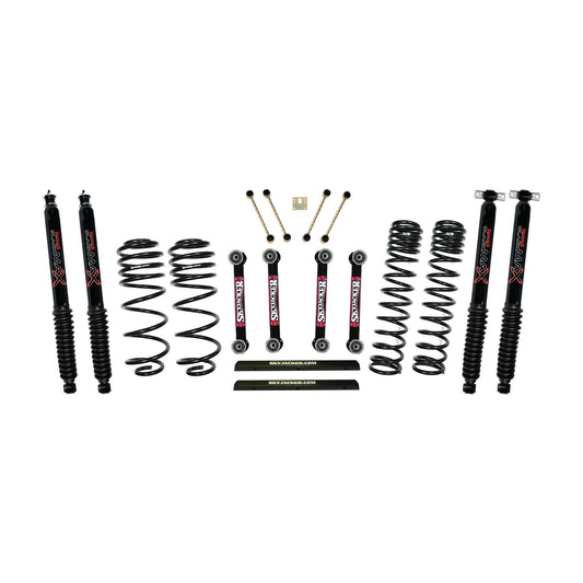 4 Inch Dual Rate Long Travel One Box Kit w/OE Style Front and Rear Lower Links and Black Max Shocks TJ/LJ 2003-2006 Jeep Wrangler/Unlimited Skyjacker