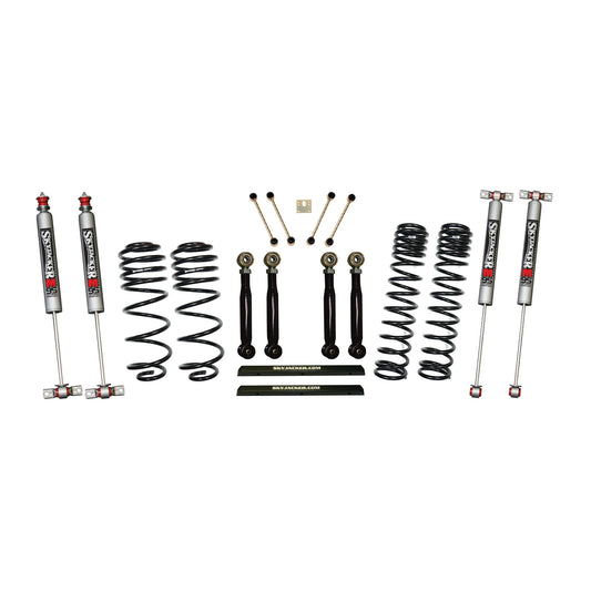 4 Inch Dual Rate Long Travel One Box Kit w/Adjustable Front and Rear Lower Flex Links and M95 Monotube Shocks TJ/LJ 2003-2006 Jeep Wrangler/Unlimited Skyjacker