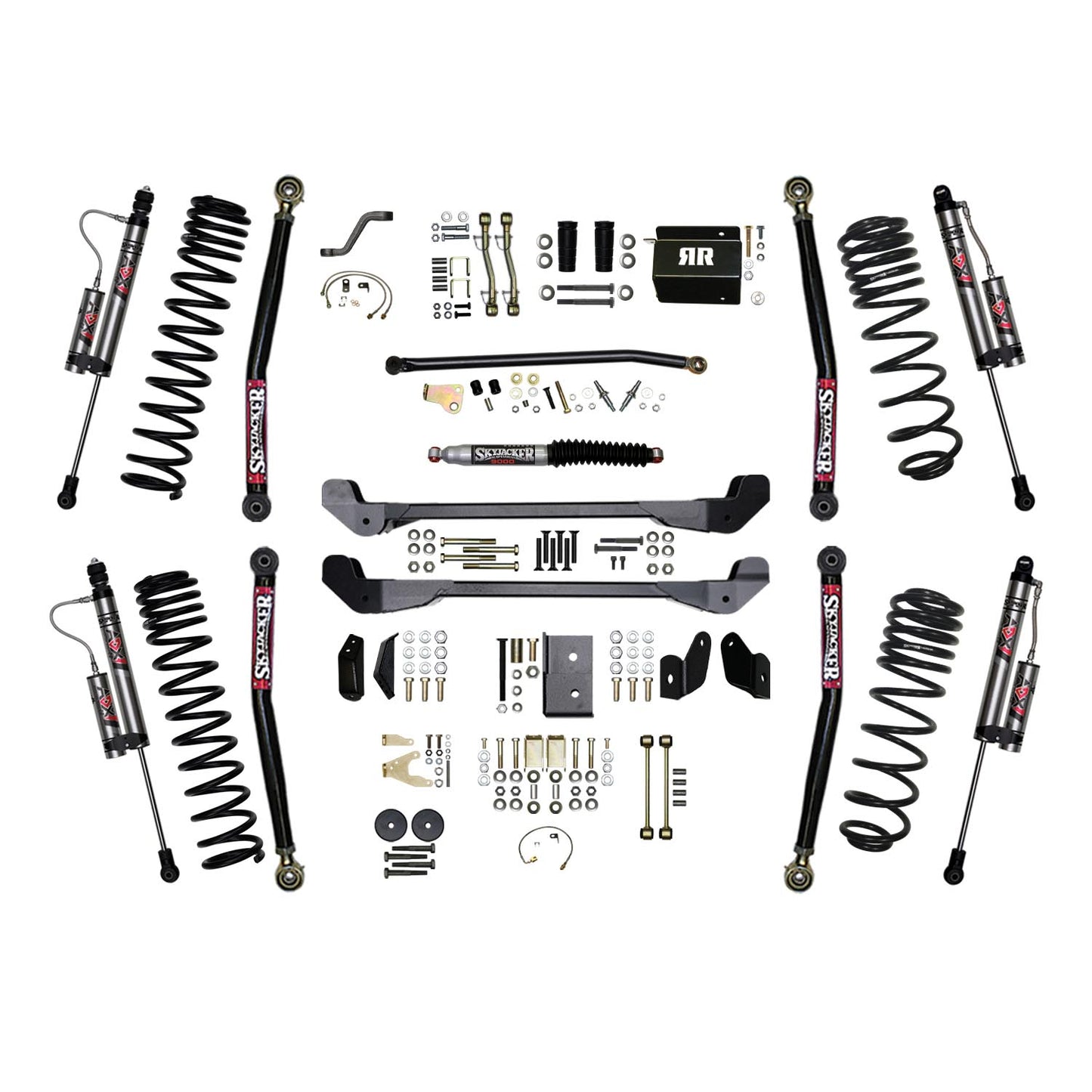 6 Inch Suspension Lift System With ADX 2.0 Remote Reservoir Shocks with Lower Flex Links 97-06 Jeep Wrangler TJ Skyjacker