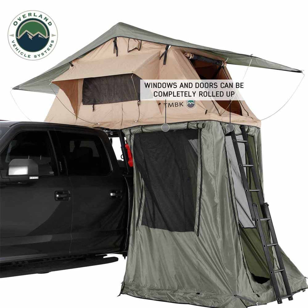 LD TMBK Roof Top Tent Annex Green Base With Black Floor & Travel Cover