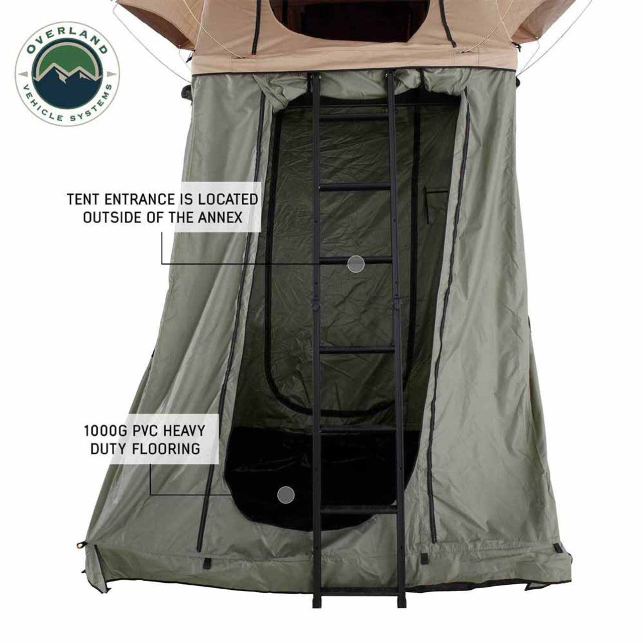 LD TMBK Roof Top Tent Annex Green Base With Black Floor & Travel Cover