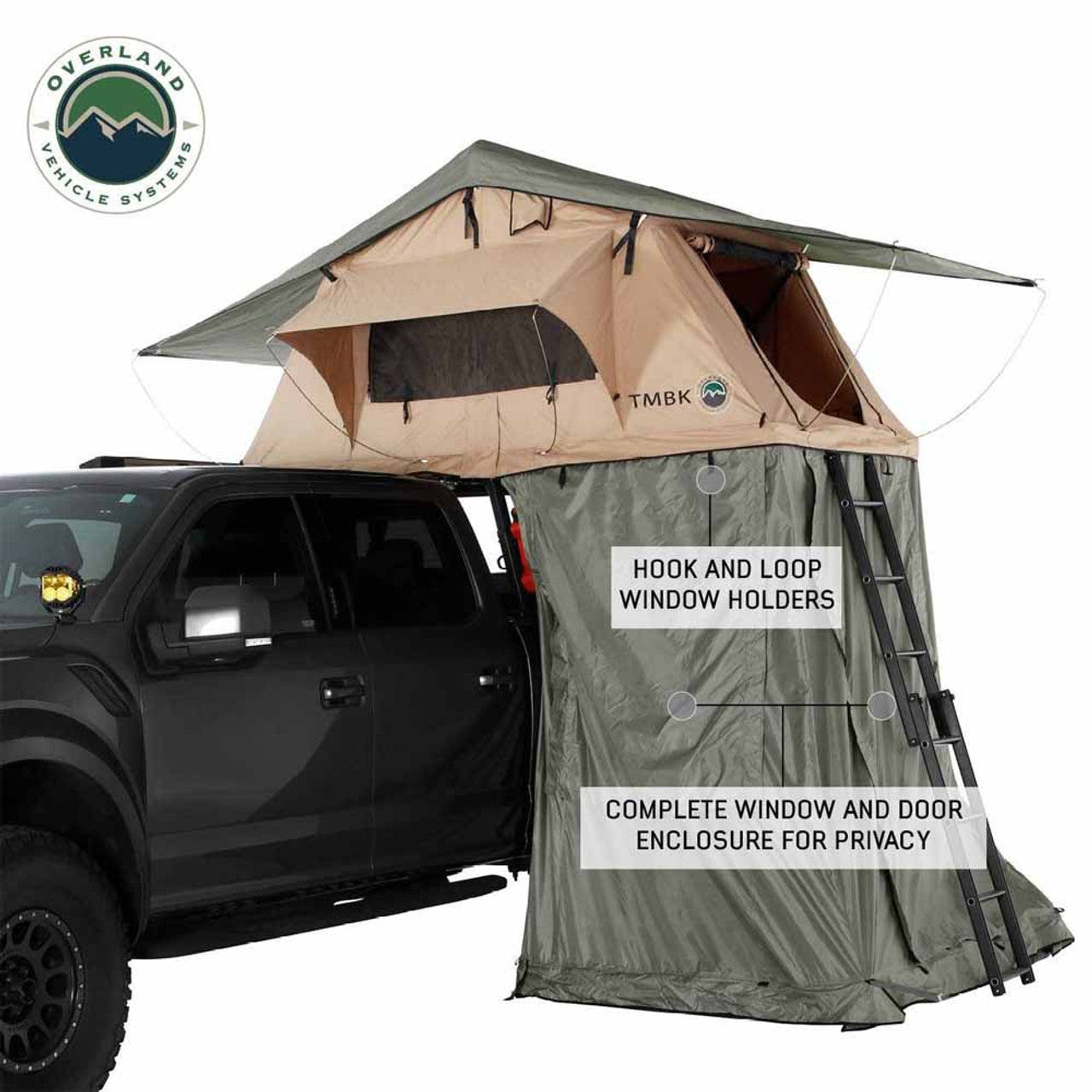 LD TMBK Roof Top Tent Annex Green Base With Black Floor & Travel Cover