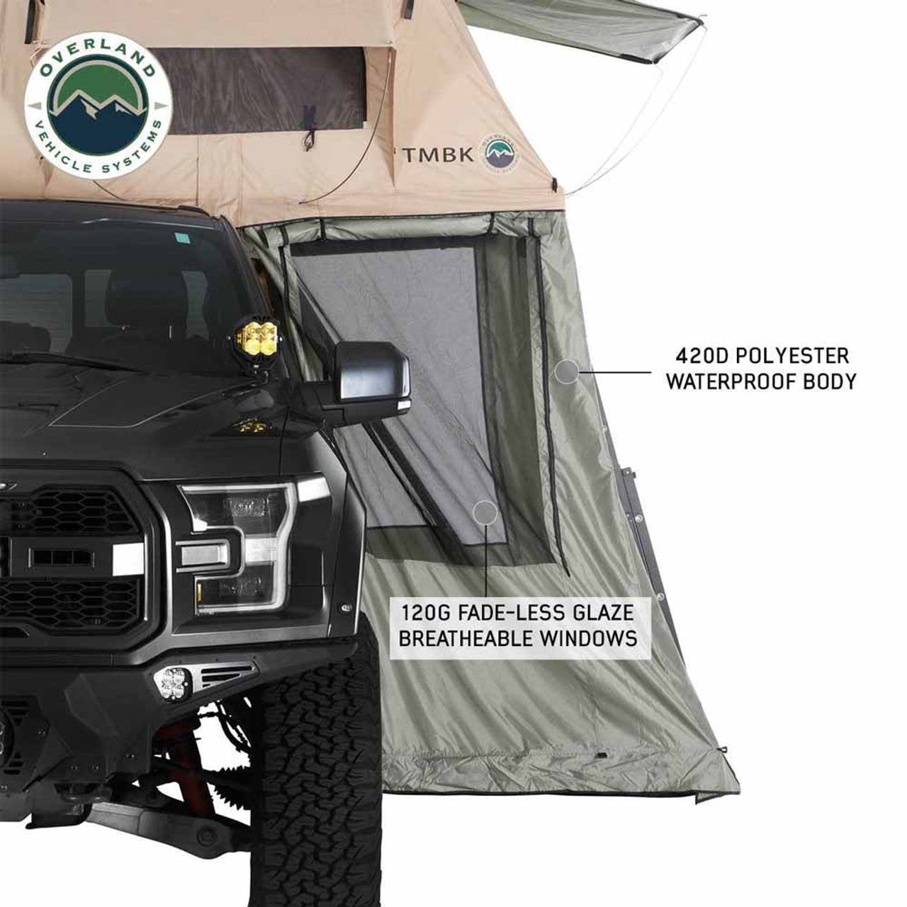 LD TMBK Roof Top Tent Annex Green Base With Black Floor & Travel Cover