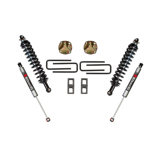 Suspension Lift Kit w/Shock 3 Inch Lift 07-19 Toyota Tundra Incl. Front Coil Over Shocks Front Coil Springs Upper Coil-Over Shock Brackets Lift Blocks U-Bolts Rear M95 Monotube Shocks Skyjacker