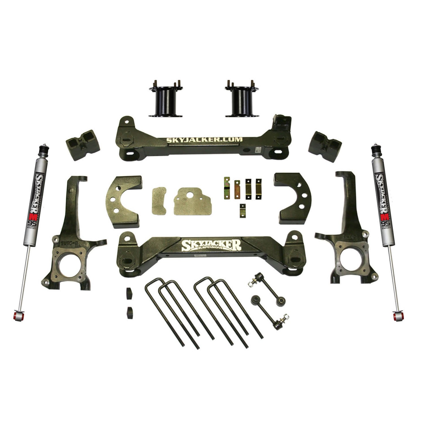 Suspension Lift Kit w/Shock 4.5 Inch Lift 07-19 Toyota Tundra Incl. Front Strut Spacers Rear Block Kit And Monotube 9500 Shocks Skyjacker