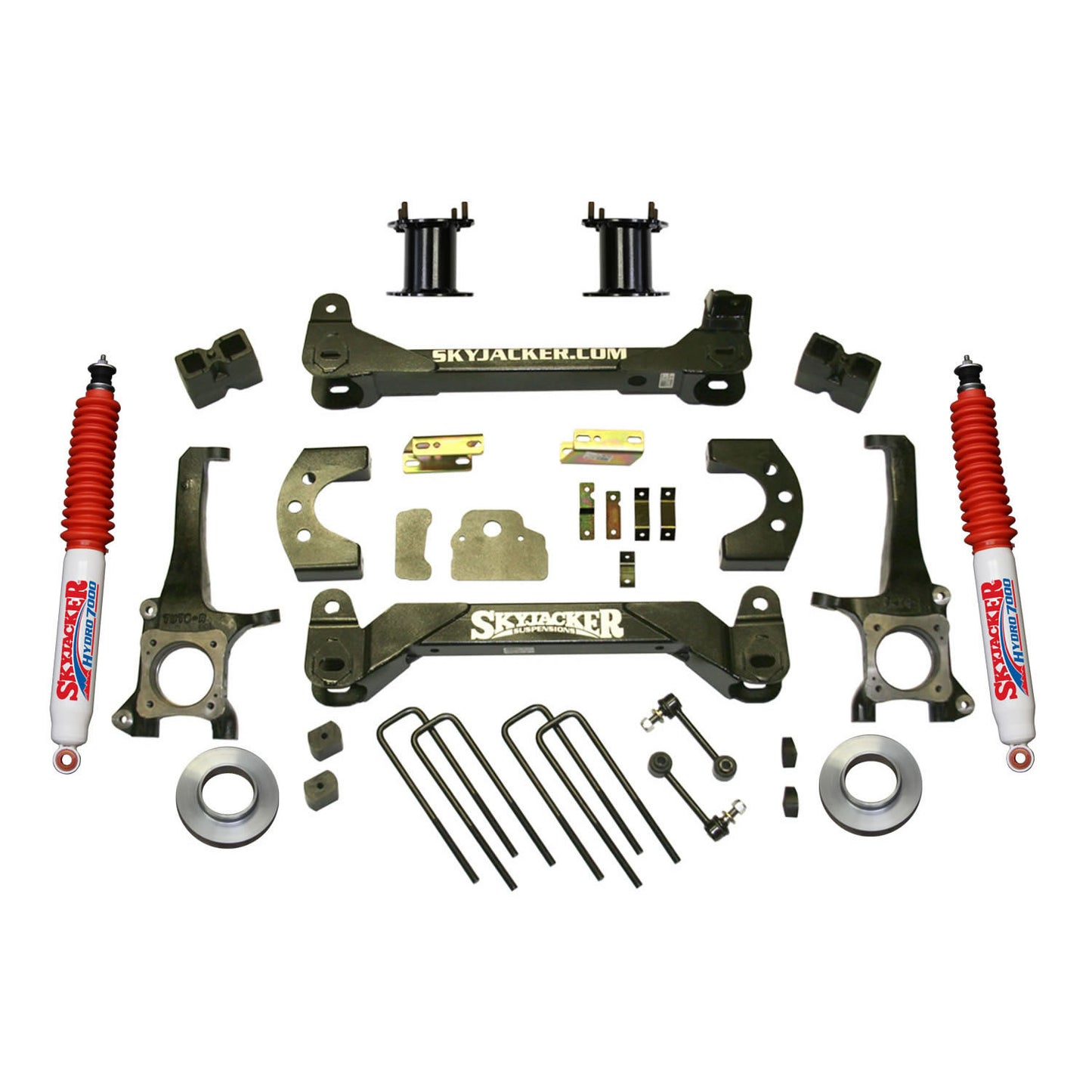 Suspension Lift Kit w/Shock 6 Inch Lift 07-19 Toyota Tundra Incl. Front Strut Spacer Kit Blocks U Bolts Brake Line Brackets Skyjacker