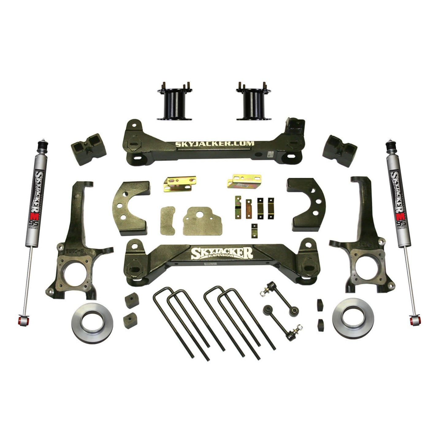 Suspension Lift Kit w/Shock 6 Inch Lift 07-19 Toyota Tundra Incl. Front Strut Spacers Rear Block Kit And Monotube 9500 Shocks Skyjacker