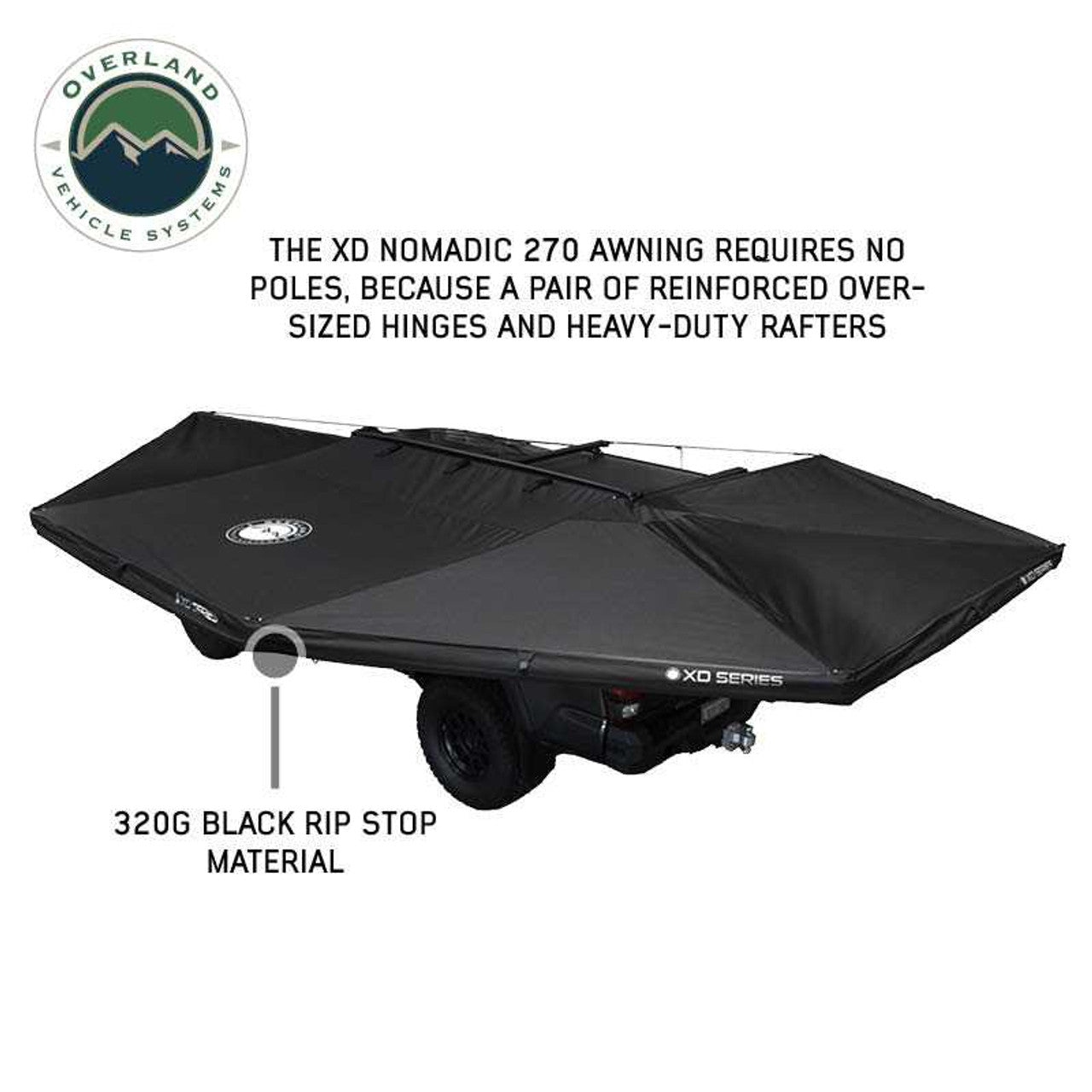 XD Nomadic 270 Degree Awning & Wall Kit Combo - Lights, Black Out, Black Body , Trim, and Travel Cover