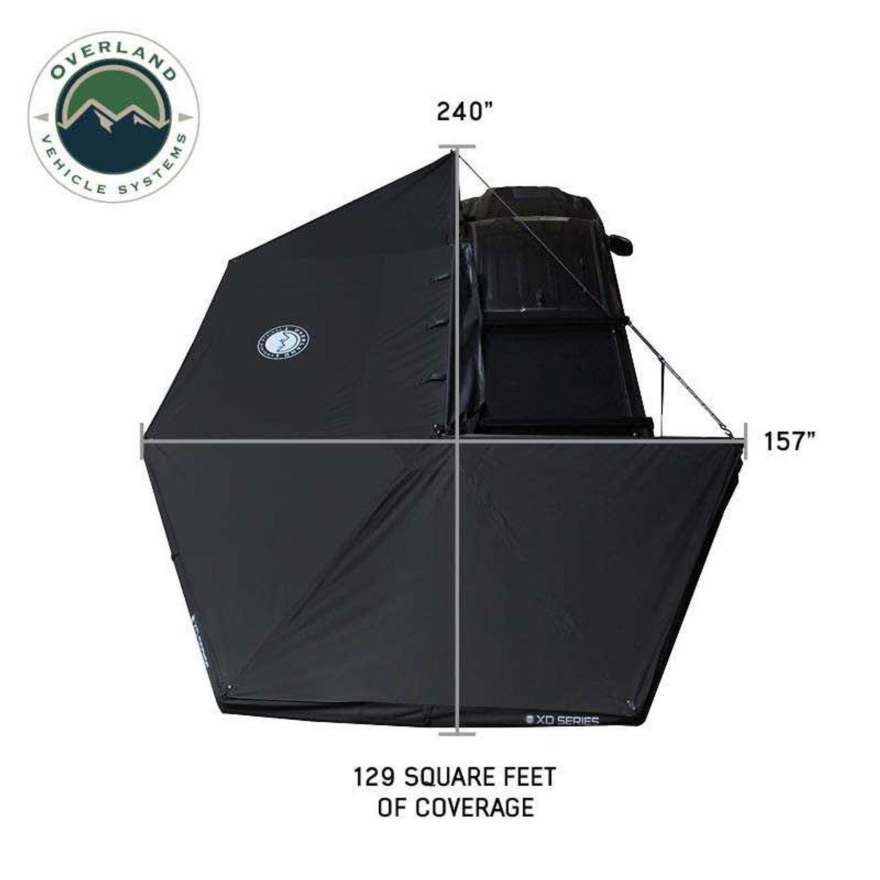 XD Nomadic 270 Degree Awning & Wall Kit Combo - Lights, Black Out, Black Body , Trim, and Travel Cover