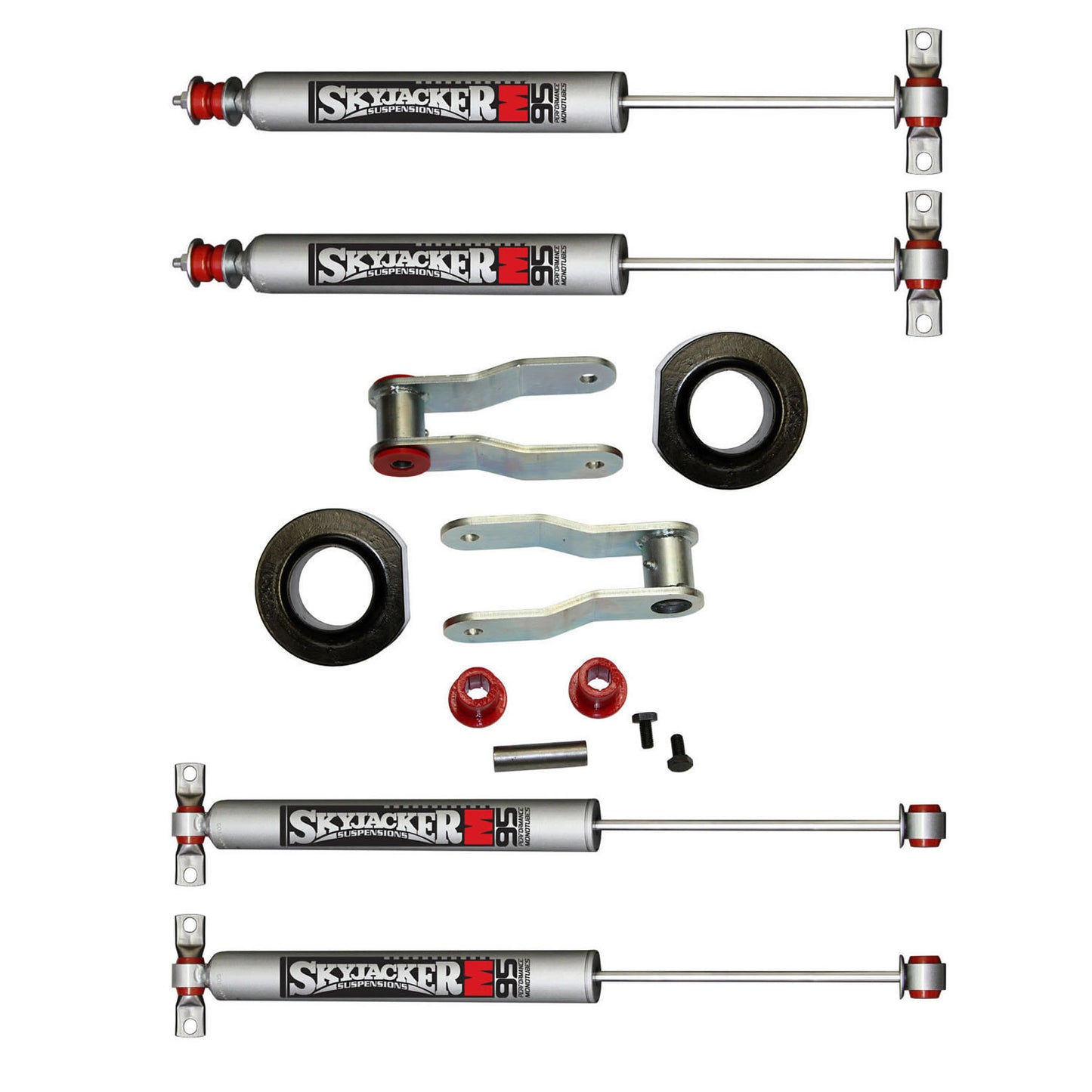 Jeep Suspension Lift Kit 84-01 Cherokee 86-92 Comanche w/Shock M95 Performance Shocks 2 Inch Front Lift Incl. Rear Shackle Skyjacker