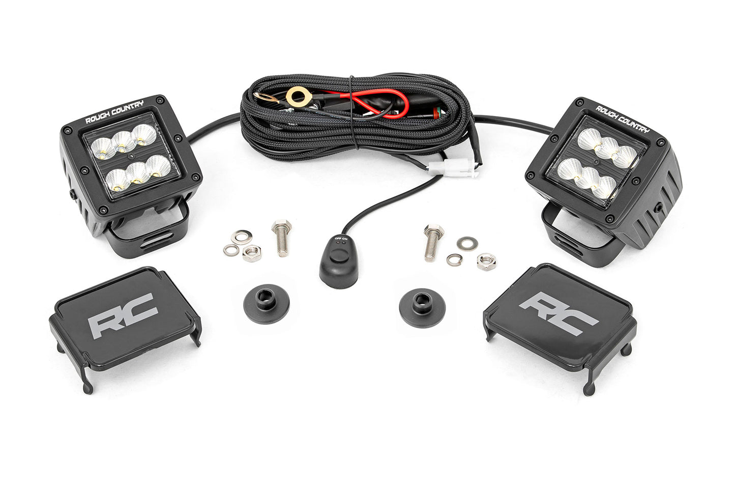 LED Light Kit - Ditch Mount - 2" Black Pair - Flood Pattern - Ford Bronco (21-24)