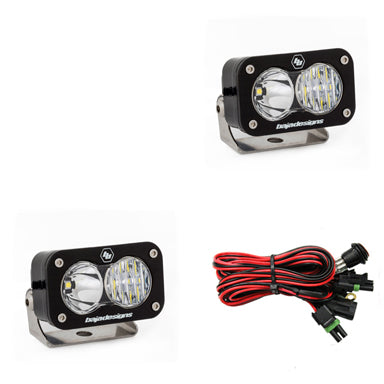 S2 Pro Black LED Light Pod Pair (Driving/Combo, Clear)