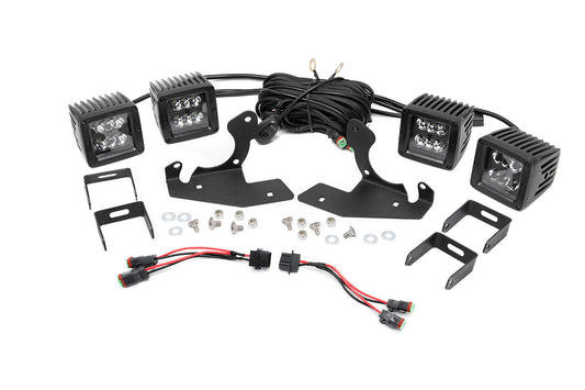 LED Light Kit - Fog Mount - Dual 2" Black Pairs - Chevy Silverado 1500/2500HD/3500HD 2WD/4WD