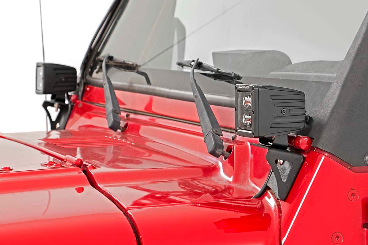 Light Mounts - Lower Windshield - Jeep Wrangler TJ (97-06)/Wrangler Unlimited (04-06)