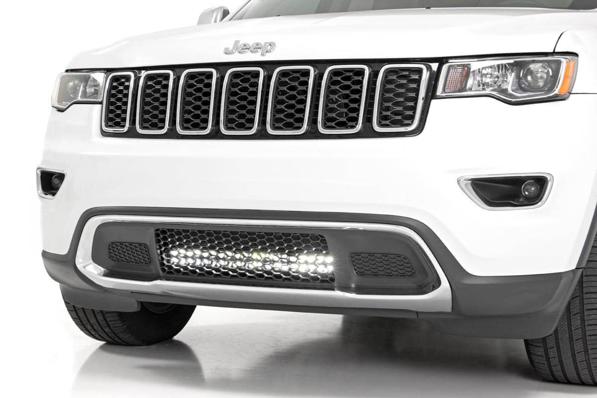 LED Light Kit - Bumper Mount - 20" Black Dual Row - White DRL - Jeep Grand Cherokee WK2 (11-20)