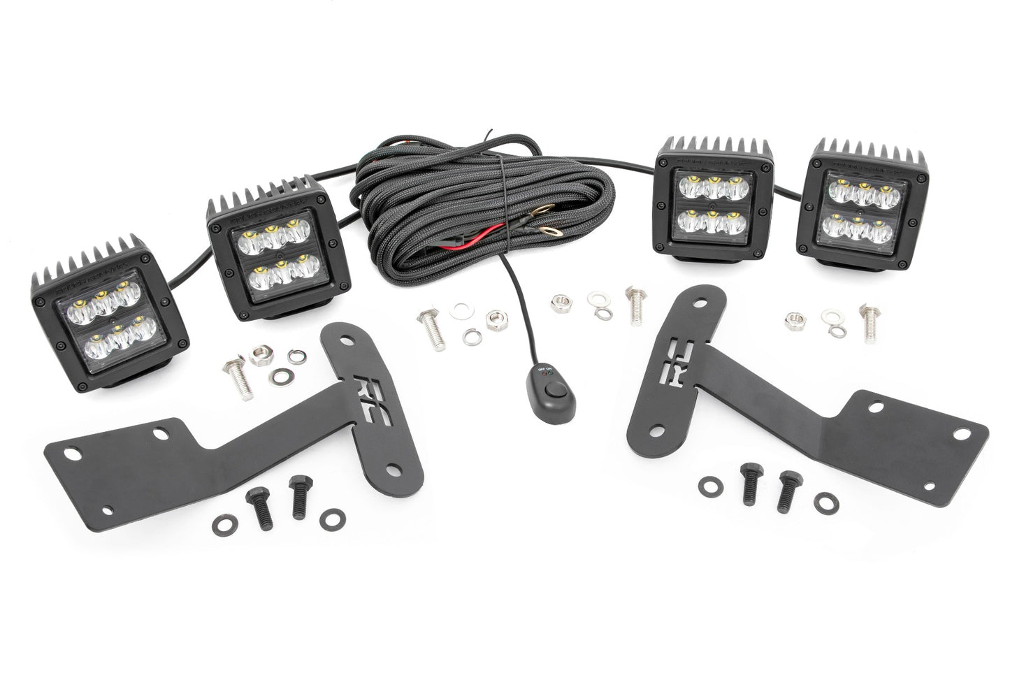 LED Light Kit - Ditch Mount - Dual 2" Black Pairs - Spot - Toyota Tundra (14-21)