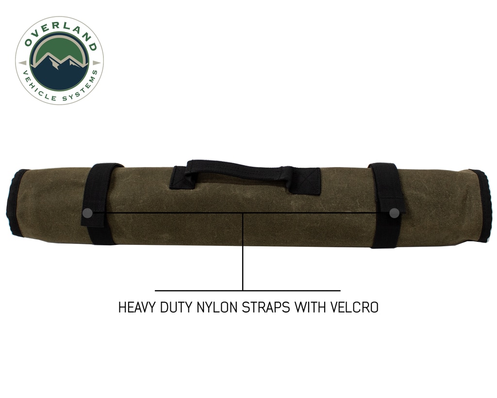 Overland Vehicle Systems 21079941 Rolled Bag General Tools with Handle and Straps - #16 Waxed Canvas